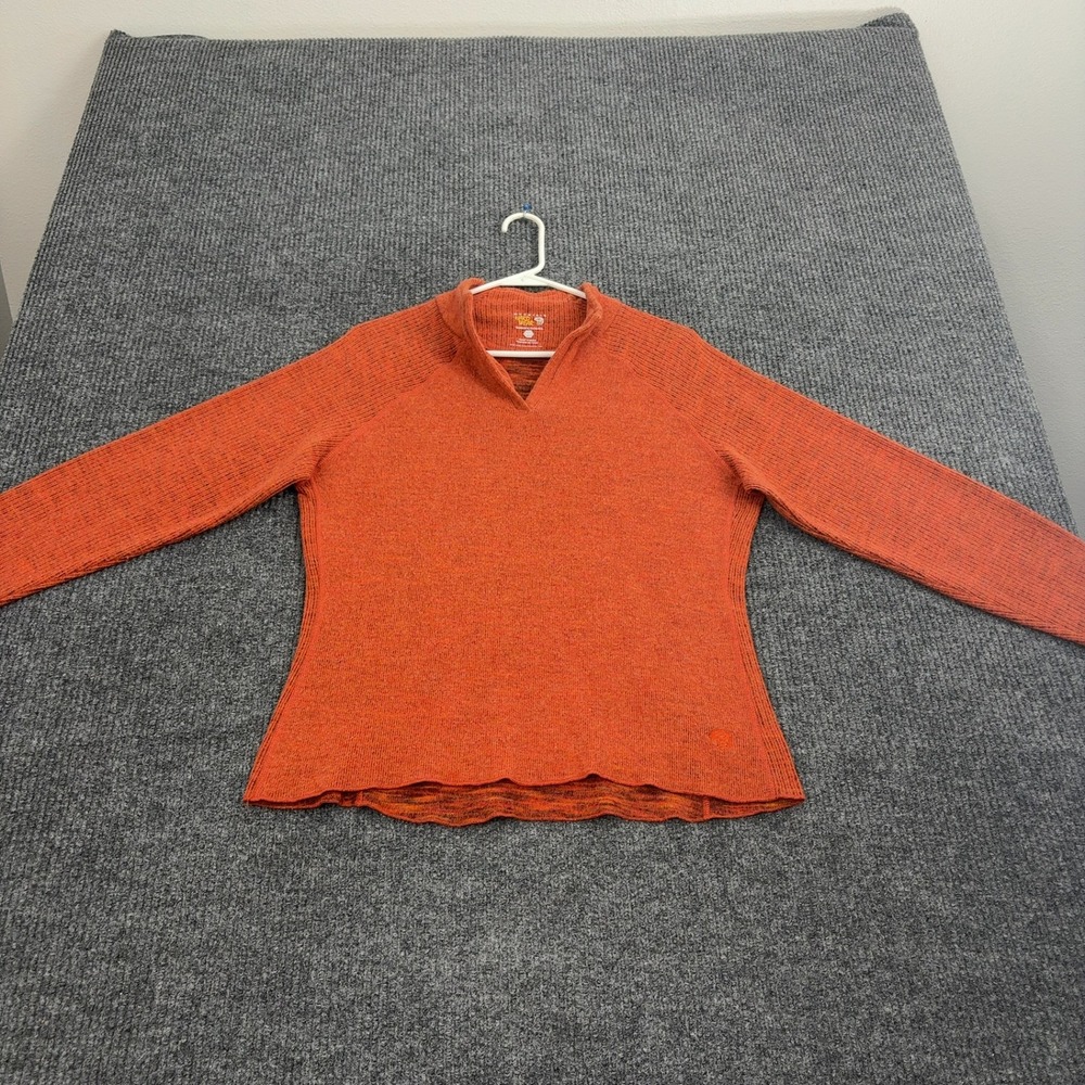 Mountain Hardwear Sweater Womens M Orange Knit‎ V Neck Pullover Gorpcore Wool